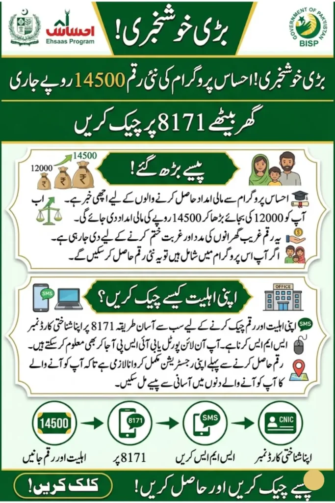 Ehsaas Program 14500 Online Check 8171 Code And Online Portal Easy Method