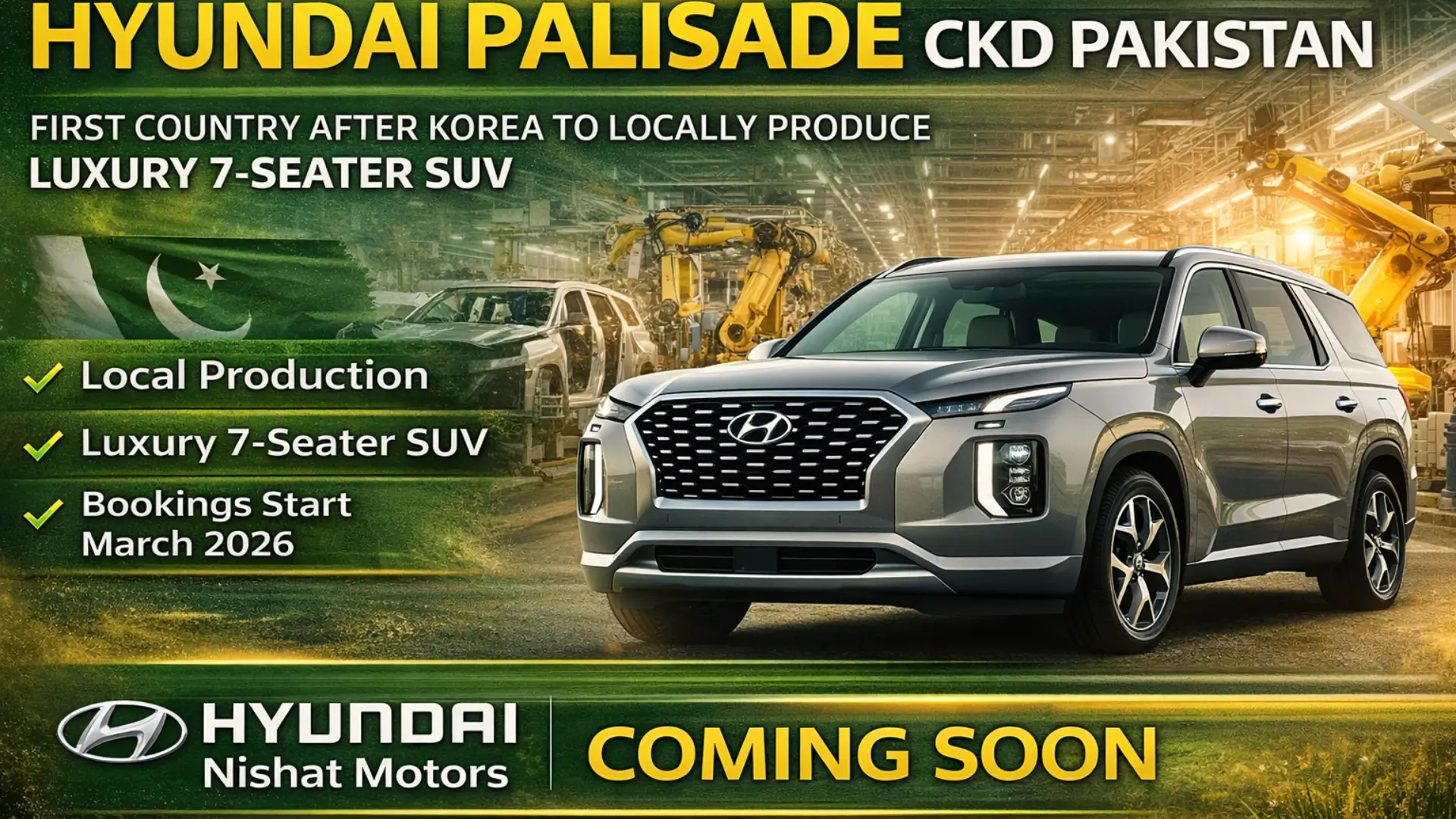 Hyundai Palisade CKD Pakistan Hyundai Nishat Motors to Launch Locally Produced 7-Seater Luxury SUV in 2026