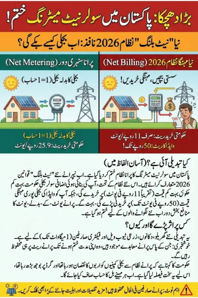 Pakistan Ends Solar Net Metering Prosumer Regulations 2026 Introduce Net Billing Framework