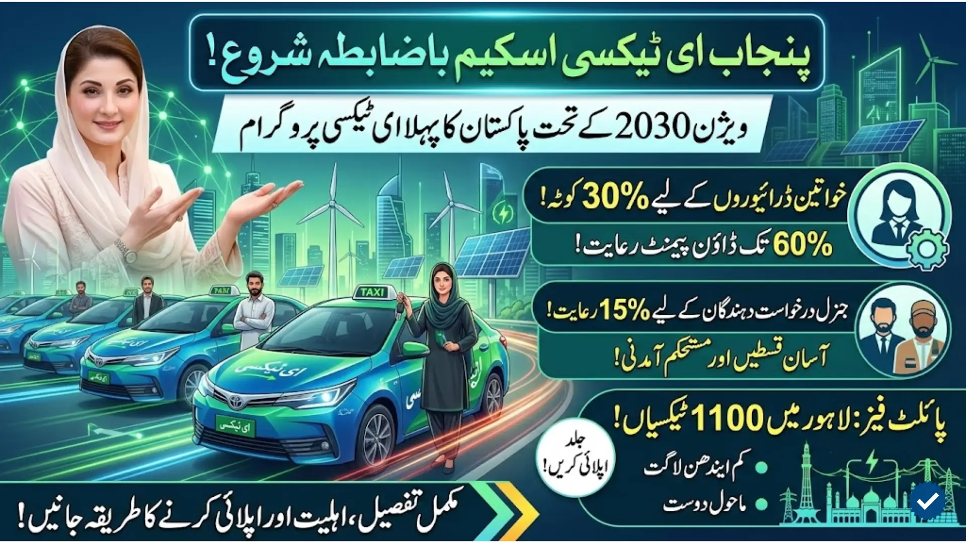 Punjab e-Taxi Scheme Officially Started 2026 Maryam Nawaz Launches Pakistan’s First Electric Taxi Program