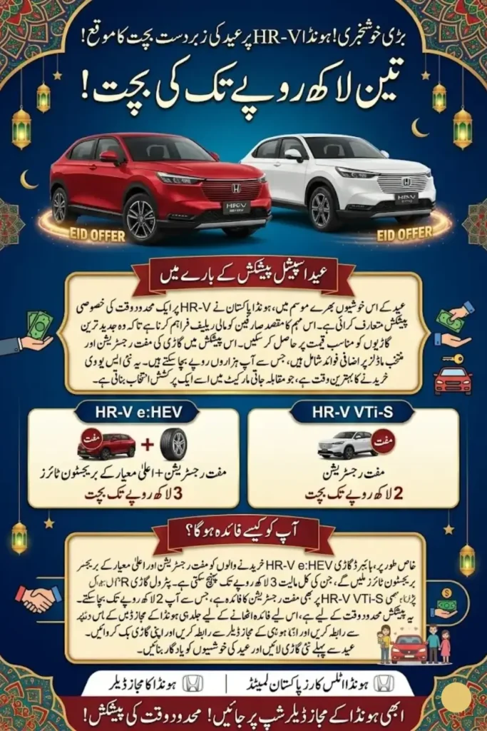 Honda HR-V Promotional Offer Pakistan 2026 – Free Registration & Savings Up to Rs. 300,000