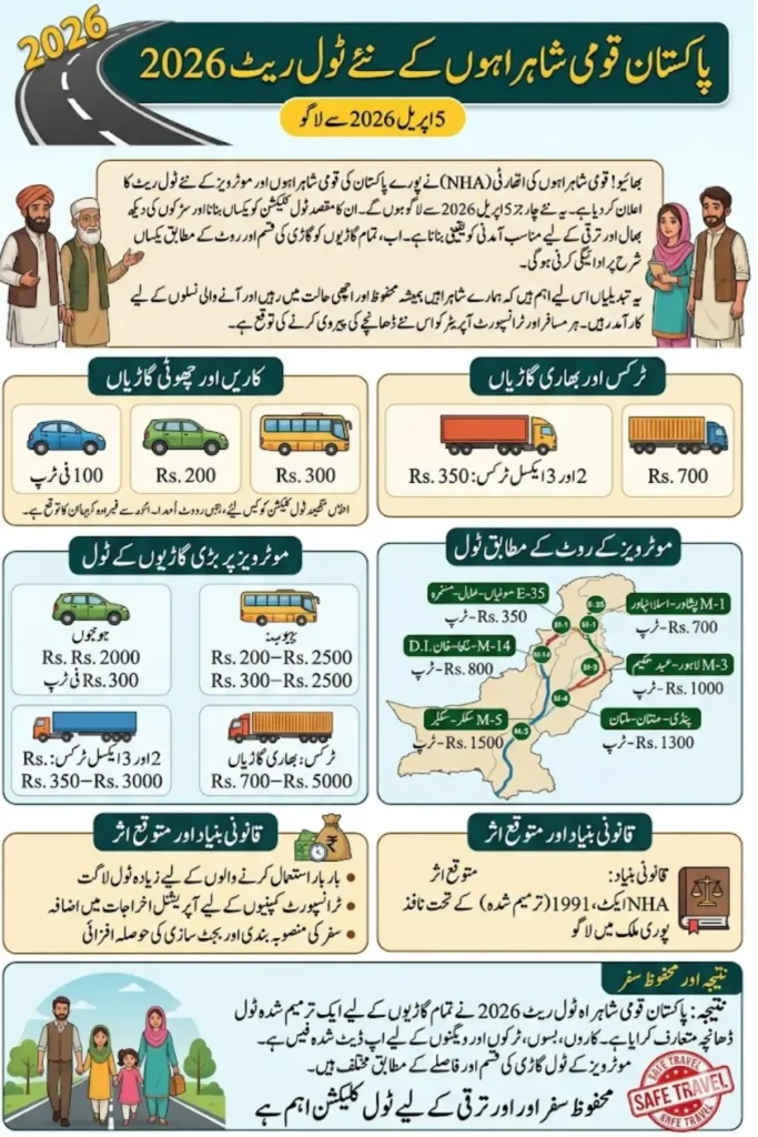 Pakistan National Highway Toll Rates 2026: Revised Charges Announced for Cars, Buses, and Trucks