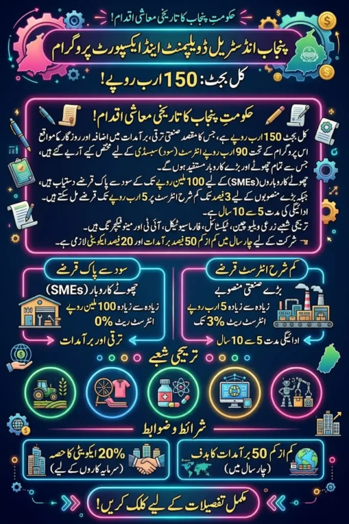 Punjab Industrial Development and Export Program Rs150 Billion Plan for SMEs, Large Industries and Export Growth