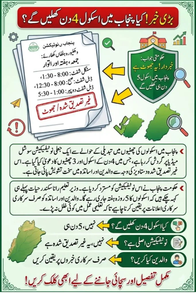 Punjab Schools Four-Day Week Rumor Government Confirms Five-Day Schedule Check Now