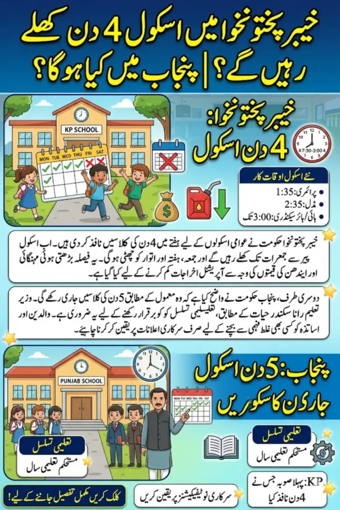 kp Four-Day School Week While Punjab Resumes Five-Day Check Schedule